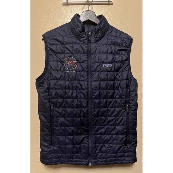 Patagonia Nano Puff Vest Primaloft Insulated Navy Blue Puffer Mens Medium *LOGO - Picture 1 of 11